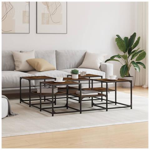 Tavolino Salotto Rovere Fumo 121x121x40 Cm Legno Multistrato - Foto 3