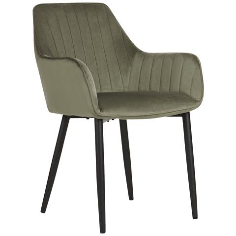 Set Di 2 Sedie Da Pranzo Velluto Verde Oliva Wellston - Foto 2