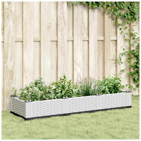 Fioriera Da Giardino Con Picchetti Bianca 125x40x28,5 Cm Pp - Foto 1