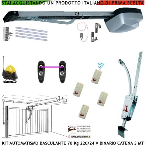 Basculante Cler 70 Kg Kit Motore 220/24 V Da Soffitto Faro Antenna Archetto Oscillante 4 Radiocomandi Fotocellule Bina - Foto 1