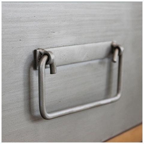 Mobiletto Credenza Da Interno Bar In Legno E Metallo Con 3 Cassetti E Anta Scorrevole Linea Industrial - Foto 8