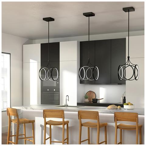 Lampadario Industrial Nordico Ciri Alluminio Nero Opaco Led 45w 3000k - Foto 2