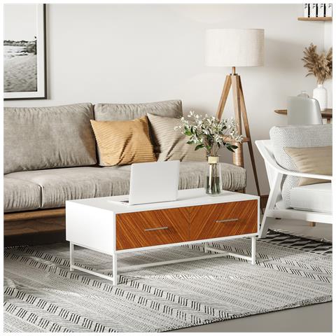 HOMCOM Tavolino Da Caffè Con Cassetti E Vano Aperto In Legno E