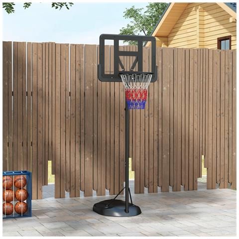 Canestro Basket Ad Altezza Regolabile Con Base Riempibile, Canestro Da Basket In Acciaio E Pe, Nero - Foto 2