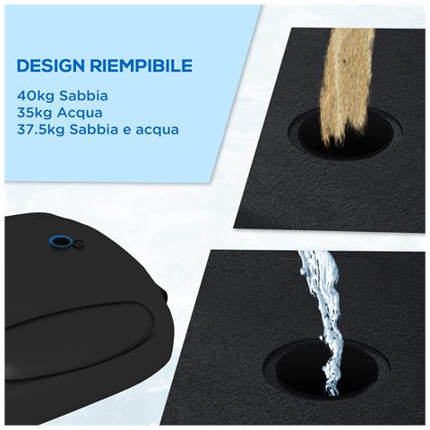 Canestro Basket Ad Altezza Regolabile Con Base Riempibile, Canestro Da Basket In Acciaio E Pe, Nero - Foto 6