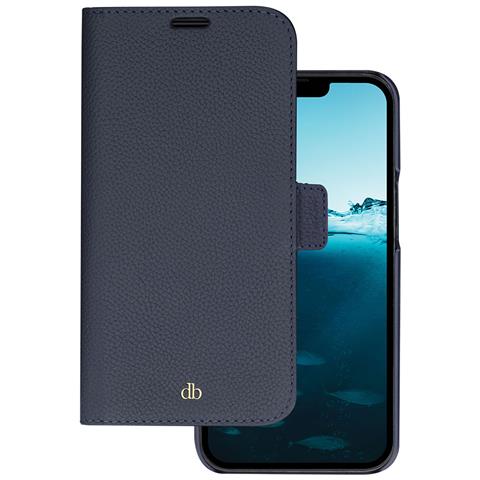 Custodia Per Iphone 14 Pro 2 In 1 Modello New York Pelle Portacarte, Blu Marine - Foto 1