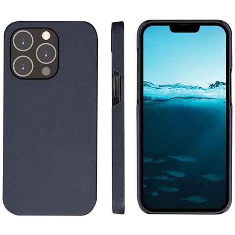 Custodia Per Iphone 14 Pro 2 In 1 Modello New York Pelle Portacarte, Blu Marine - Foto 4