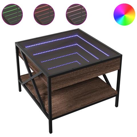 Tavolino Da Salotto Con Led Infinity Rovere Marrone 50x50x38 Cm - Foto 2
