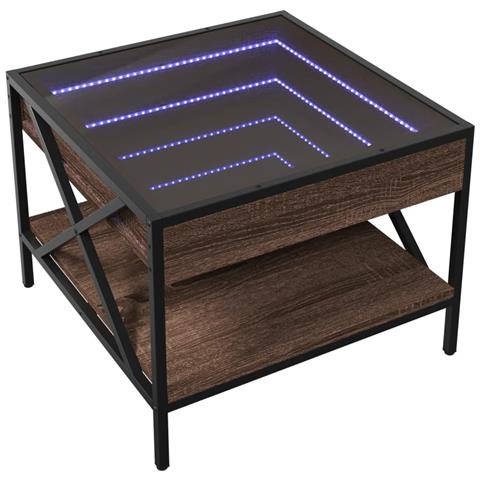 Tavolino Da Salotto Con Led Infinity Rovere Marrone 50x50x38 Cm - Foto 3