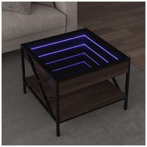 Tavolino Da Salotto Con Led Infinity Rovere Marrone 50x50x38 Cm - Foto 1