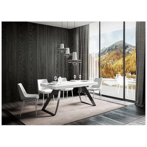 Tavolo Allungabile 90x180/284 Cm Proxy Premium Bianco Frassino Telaio Antracite - Foto 4