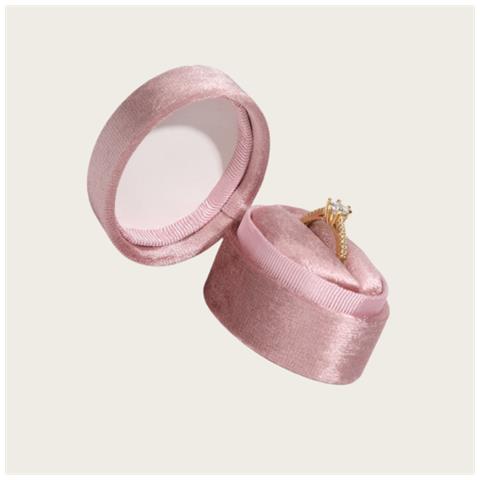 Scatola Rotonda In Velluto Per Anelli Pink - Foto 4