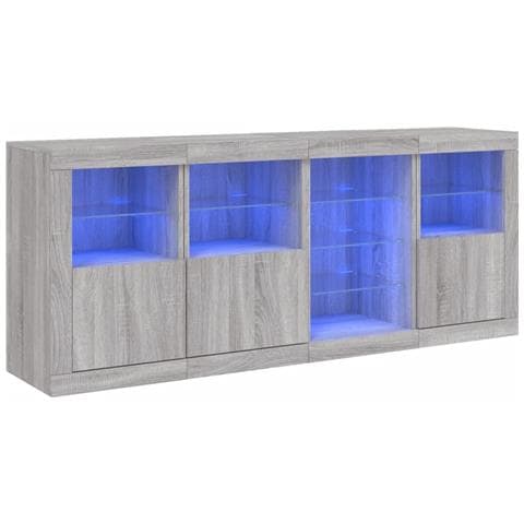 Credenza Con Luci Led Grigio Sonoma 164x37x67 Cm - Foto 2