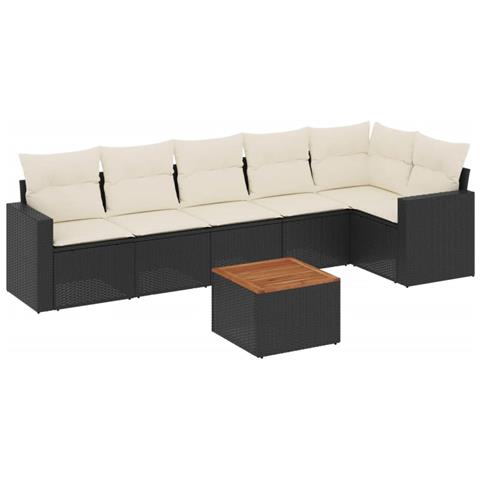 Set Divani Da Giardino Con Cuscini 7pz Nero Polyrattan - Foto 2