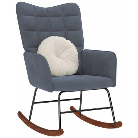 Sedia Da Pranzo Grigio Scuro In Velluto - Foto 1