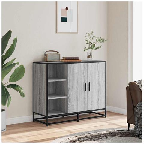 Credenza Grigio Sonoma 92x35x76 Cm In Legno Multistrato - Foto 3