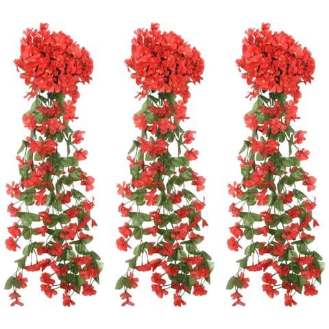 Ghirlande Fiori Artificiali Natale 3 Pz Rosso 85 Cm - Foto 1
