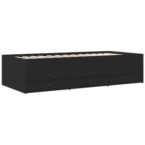Divano Letto Con Cassetti Senza Materasso Nero 75x190 Cm - Foto 2