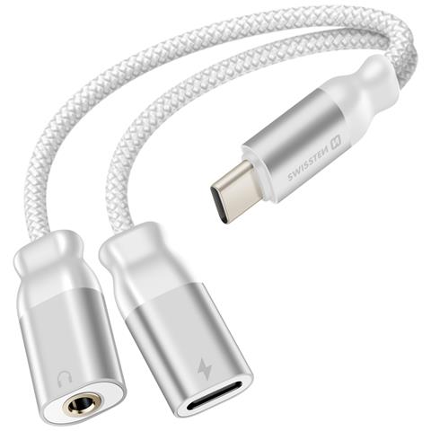 Adattatore Carica/audio Usb-c 3.5mm 2in1 Nylon, Bianco - Foto 1