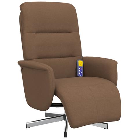 Poltrona Reclinabile Massaggio e Poggiapiedi Marrone in Tessuto - Foto 1