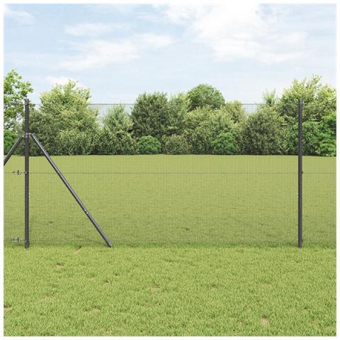 Recinzione in rete saldata con 13 pali Grigio 1.4x50 m Acciaio - Foto 2