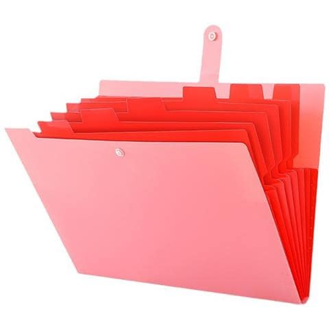 Cartella Portadocumenti Espandibile A4 A 7 Tasche - Organizzatore A Fisarmonica Con Etichette Pink - Foto 2
