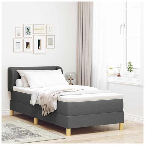 Letto a molle con materasso crema 90x200 cm Grigio scuro - Foto 2