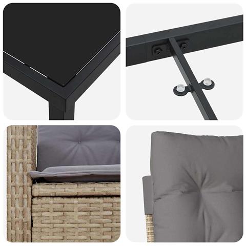 Set da Pranzo per Giardino 5 pcs Beige polyrattan - Foto 9