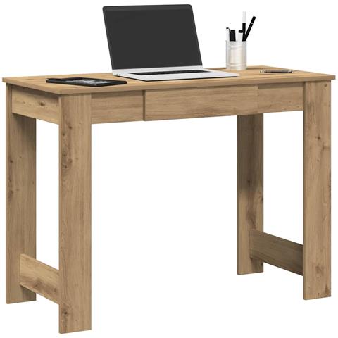 Scrivania Rovere Artigianale 100x45x75 cm in Legno Multistrato - Foto 2