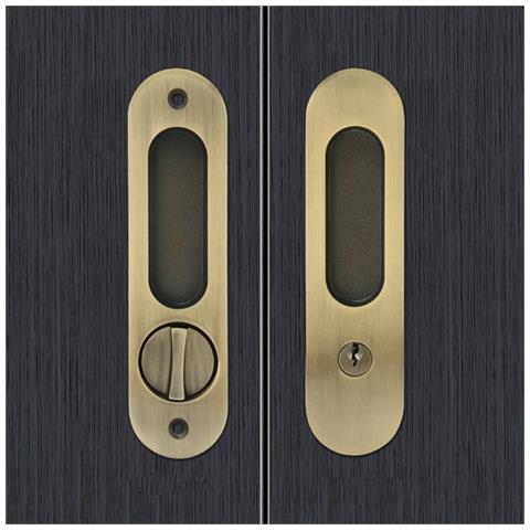 Set Maniglia Scorrevole A Scomparsa - Maniglia Ad Incasso Con Serratura A Mortasa Per Porte Interne Bronze - Foto 7