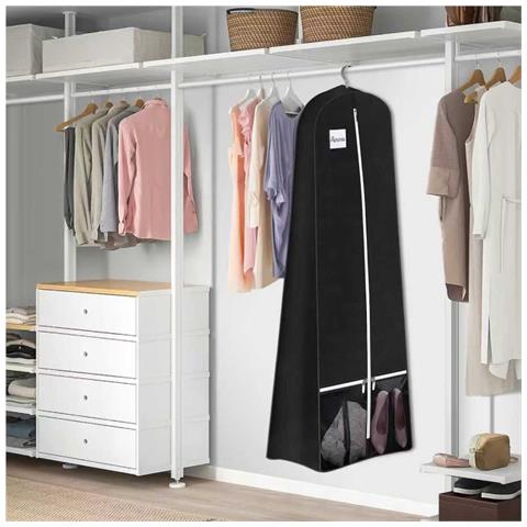 Custodia Antipolvere Pieghevole Non Tessuto Per Abito Da Sposa - Borsa Porta Abiti Black - Foto 5
