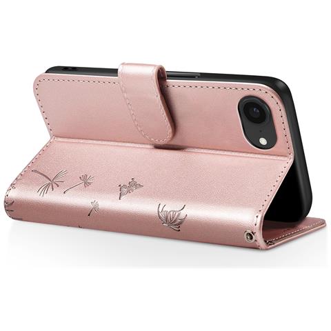 Custodia A Portafoglio Per Iphone 16e Design Premium Fiori Farfalla, Rosa Champagne - Foto 5