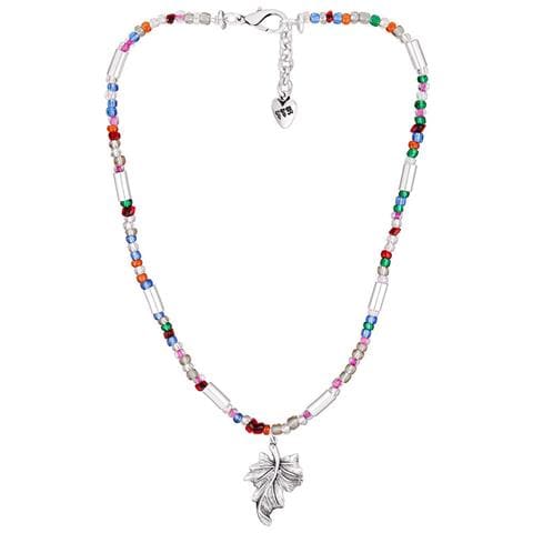 Girocollo A Foglia Multicolore Placcato Argento - Foto 1