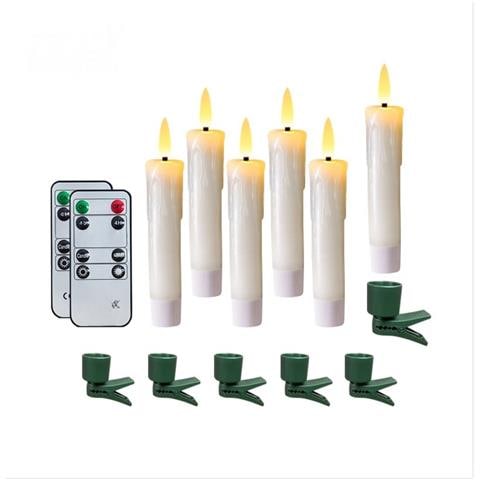 Set Di 6 Candele A Led Senza Fiamma Bianco Avorio Con Telecomando E Supporti - Ideali Per Natale E Halloween - Foto 1