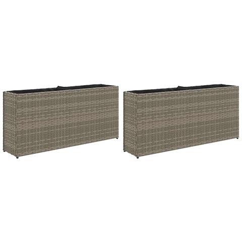 Fioriere da Giardino con 2 Vasi Grigie 90x20x40cm in Polyrattan - Foto 1