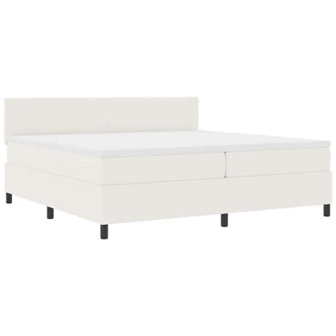 Letto a molle Crema e Bianco 200 x 200 cm Tessuto in Cords - Foto 1