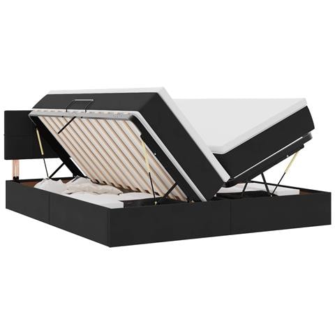 Letto con luci a strisce a LED Nero 180 x 200 cm Velluto - Foto 1