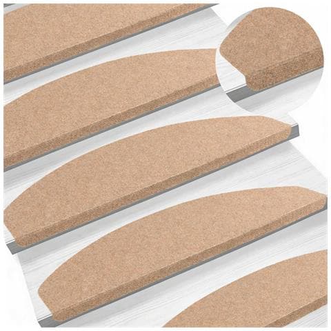 Tappetini per scale autoadesivi 15 pcs Beige 80 x 28 x 3,5 cm - Foto 2