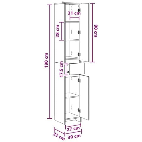 Mobile da Bagno Legno antico 30 x 33 x 190 cm - Foto 2