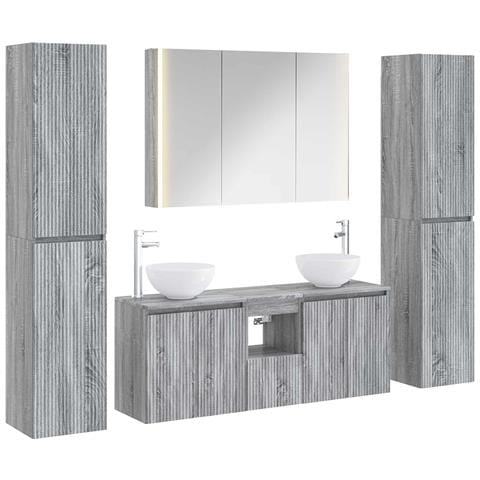 Set di mobili per il bagno 6 pcs Sonoma grigio - Foto 1