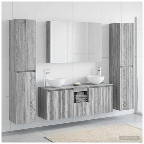 Set di mobili per il bagno 6 pcs Sonoma grigio - Foto 2