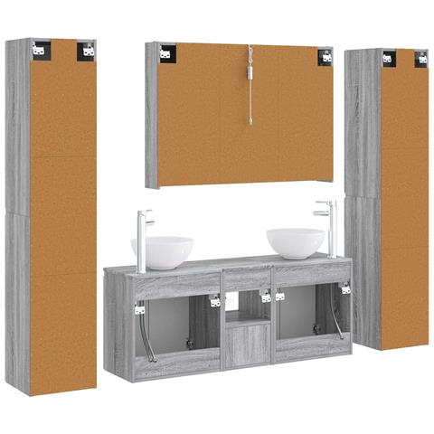 Set di mobili per il bagno 6 pcs Sonoma grigio - Foto 9