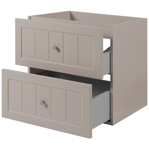 Mobile sottolavabo da 80 cm bianco, Lavabo sospeso, Piano di lavoro effetto marmo bianco, Ripiano bianco - Foto 5