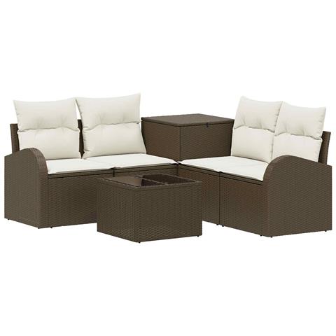 Set di divani 6 pz Marrone e Bianco Crema - Foto 1