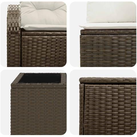 Set di divani 6 pz Marrone e Bianco Crema - Foto 10