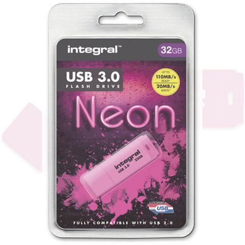 Neon USB 3.0 32GB, USB 3.0 (3.1 Gen 1) , Type-A, 0 - 70 °C, Cuffia, Rosa, Blister - Foto 2