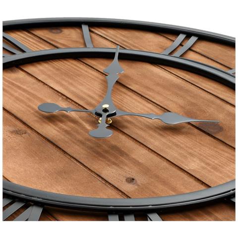 Orologio Da Parete Vintage Al Quarzo Legno E Metallo 60 Cm Xxl - Foto 6