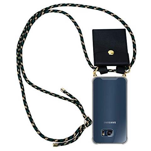 Catena Di Telefoni Cellulari Compatibile Con Samsung Galaxy S6 Edge In Camouflage - Coperchio Protettivo In Silicone Con Anelli D'oro, Cinturino In Corda E Custodia Staccabile - Foto 1