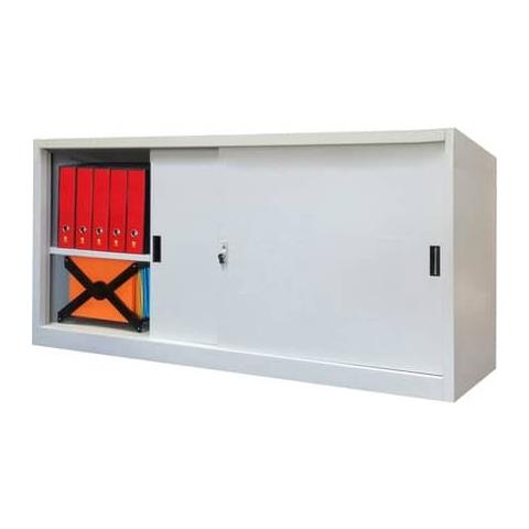 Armadio Basso Metallico Ante Scorrevoli 2 Vani / 2 Ripiani 180x45x90 Cm Grigio - Sb 180 - Foto 1