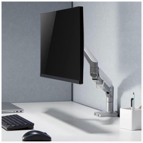 Supporto Da Scrivania Monitor 17-32'' Con Molla A Gas Bianco Silver Slim Design - Foto 2